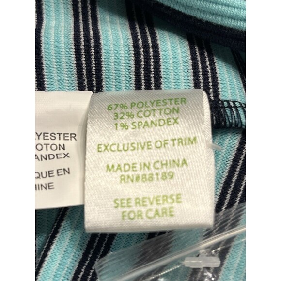 Lilly Pulitzer Charlene Navy Aqua Blue Stripes Dress Gold Buttons Sz M Jackie-O - Picture 15 of 16